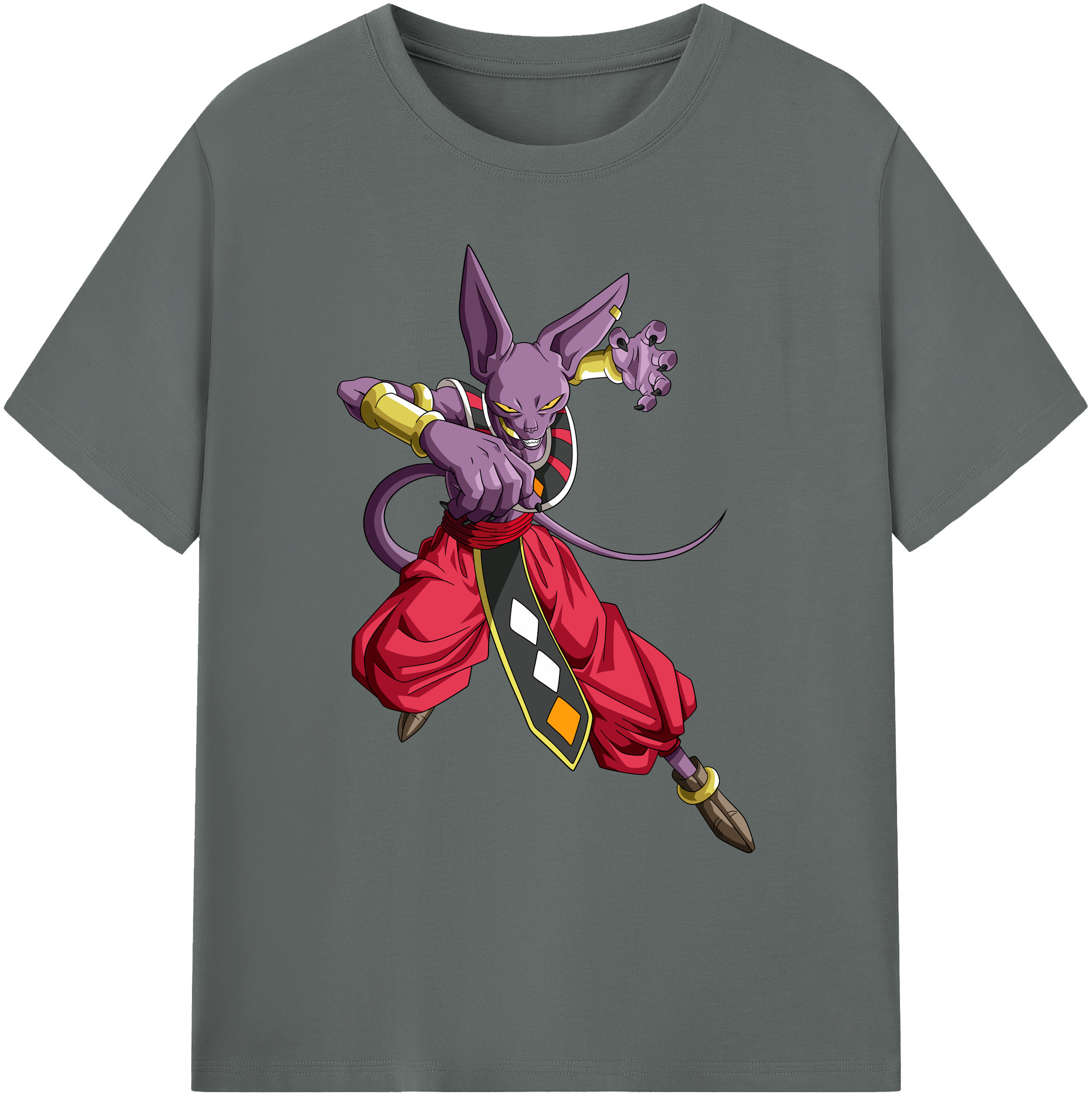 （画像用） ドラゴンボール ビルス 破壊神ビルス DRAGON BALL Beerus Birusu 綿100％ メンズ半袖Tシャツ｜肌触りやわらか＆通気性